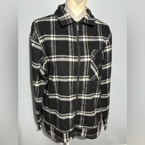 Black and White Plaid Women's Shirt Jacket